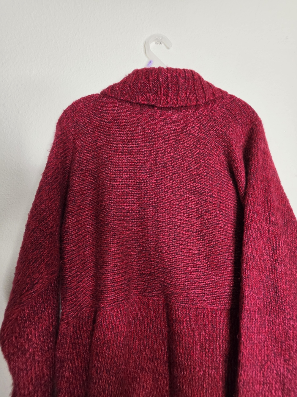Jones New York Signature Womens Red Chunky Knit V-Neck Cardigan Dolman Sz L - Picture 10 of 12